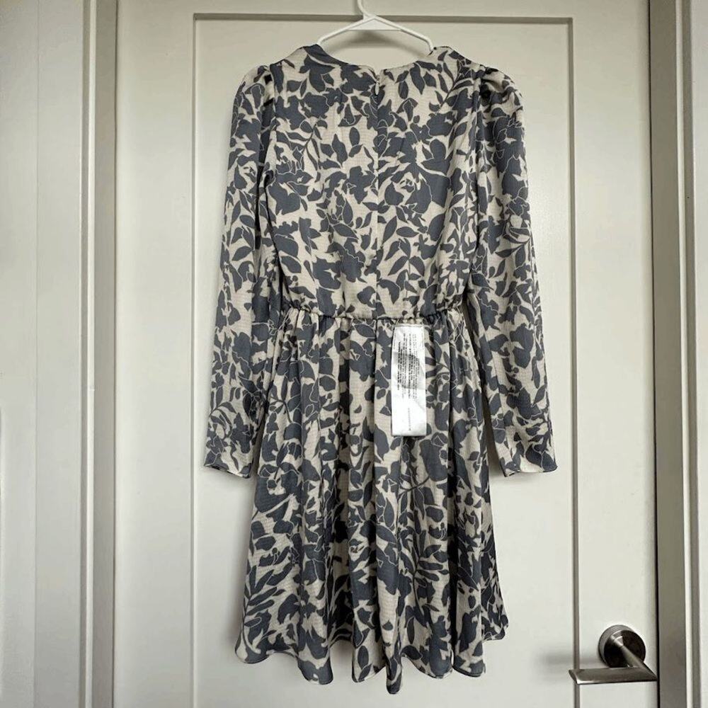 BCBGMAXAZRIA Floral Mini Dress Size 4 Long Sleeve Tie Waist NWT - Picture 5 of 13